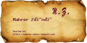 Mahrer Zénó névjegykártya